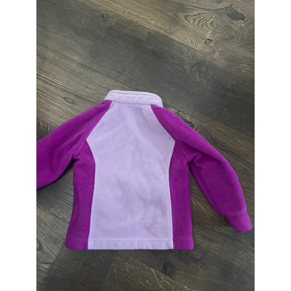 Columbia Girls Purple Full Zip‎ Fleece Jacket Mock Neck Two Tone Size 2T